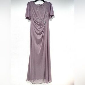 S.L. Fashions Women's Long Glitter Mesh Stretch Embellished Gown Dress, SIZE 4P